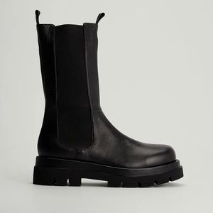 NA-KD Leather Calf Boots